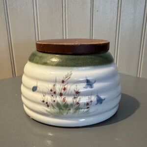 Vintage Buchan Pottery Beehive Honeypot Jar Scottish Flowers-Portobello Scotland
